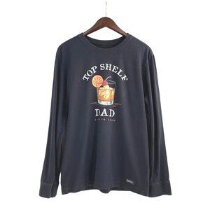 Life Is Good Mens Medium Long Sleeve Crusher Tee Shirt Shelf Dad Graphic Gray